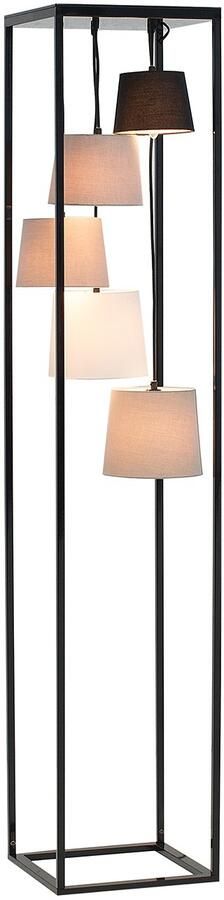 Invicta Interior Design vloerlamp LEVELS 180cm zwartgrijs 5 linnen kapjes 38685 - Foto 2