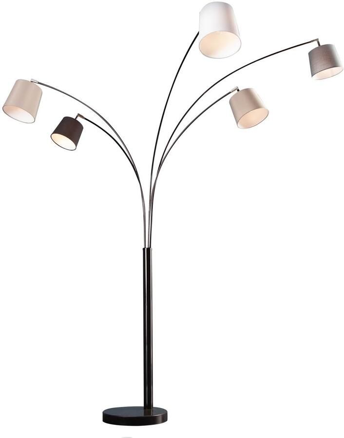 Invicta Interior Vloerlamp LEVELS 5 linnen kappen zwart grijs wit met marmeren voet 36398