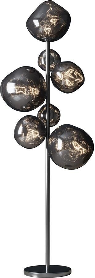 Invicta Interior Design Vloerlamp LIQUID DIAMOND 170cm smoke Glas Staal Seven Shades Globe Lamp 46024