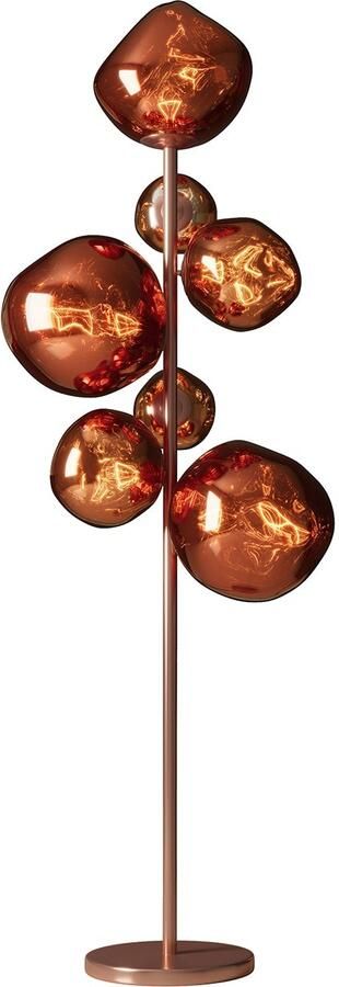 Invicta Interior Design Vloerlamp LIQUID DIAMOND 170cm Koper Glas Staal Zeven Tinten Bollamp 46023
