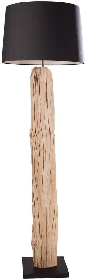 Invicta Interior Handgemaakte vloerlamp ROUSILIQUE 180cm zwarte drijfhoutlamp linnen kap boomstam 17321 - Foto 2