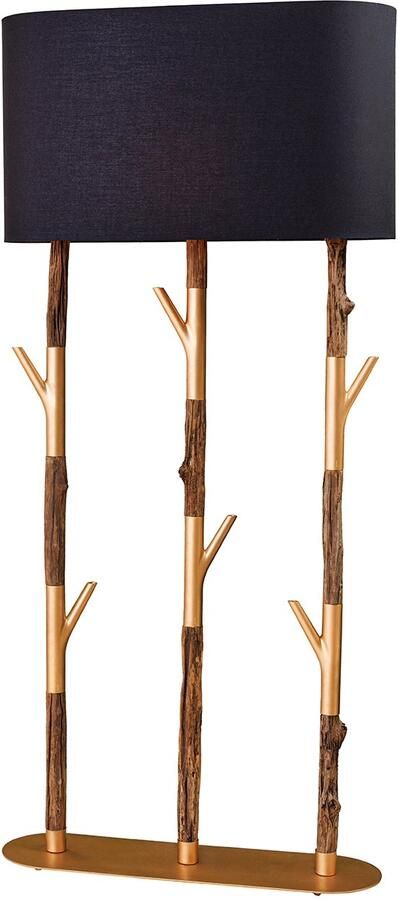 Invicta Interior Handgemaakte vloerlamp WARDROBE 155cm zwart goud naturel ijzerhout massief hout 45897