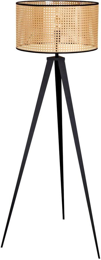 Invicta Interior Boho vloerlamp WENEN 142 cm natuurlijk zwart Weens geweven metalen driepoot vloerlamp 42807 - Foto 2