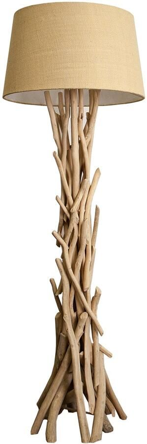 Invicta Interior Handgemaakte drijfhouten vloerlamp WILD NATURE 155cm zand met linnen kap 30208 - Foto 2