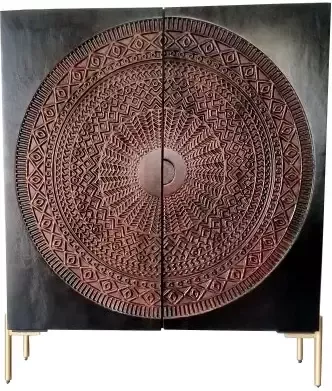 Invicta Interior Massief dressoir MANDALA 120cm mangohout zwart gouden poten 41105 - Foto 4