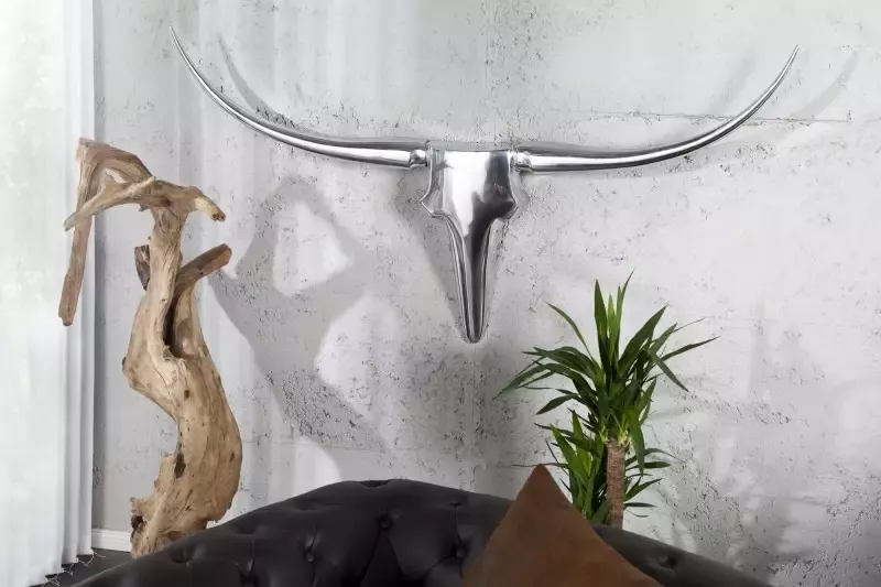 Invicta Interior Modern design wanddecoratie BULL XL 120cm zilver aluminium stierenkop 8528 - Foto 2
