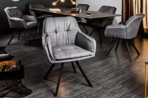 Invicta Interior Eetkamerstoel Lounge Grijs Draaibaar Met Armleuning 39352