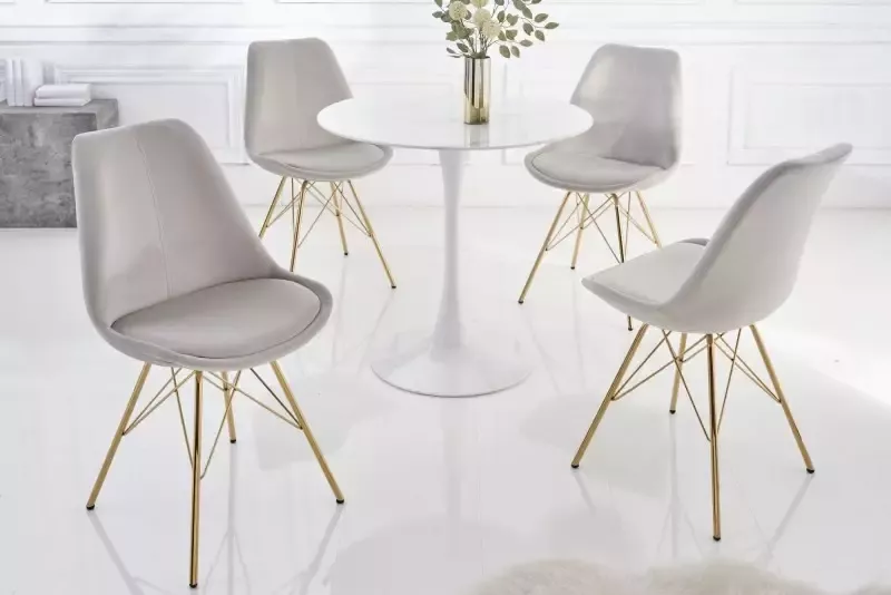 Invicta Interior Design stoel SCANDINAVIA MEISTERSTÜCK champagne fluweel gouden poten 42185