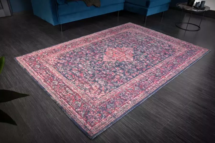 Invicta Interior Vintage katoenen vloerkleed OLD MARRAKESCH 240x160cm rood blauw bloemmotief 39985