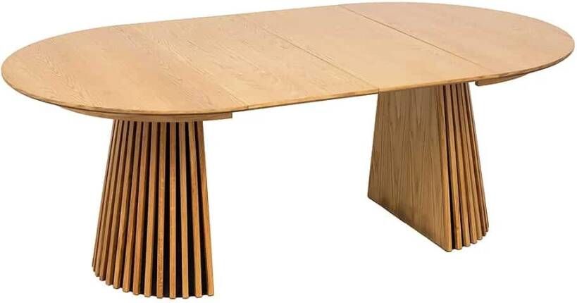 Invicta Interior Uitschuifbare eettafel VALHALLA WOOD 120-160-200cm natuurlijk eiken ronde ovale kolomvoet massief hout 44092