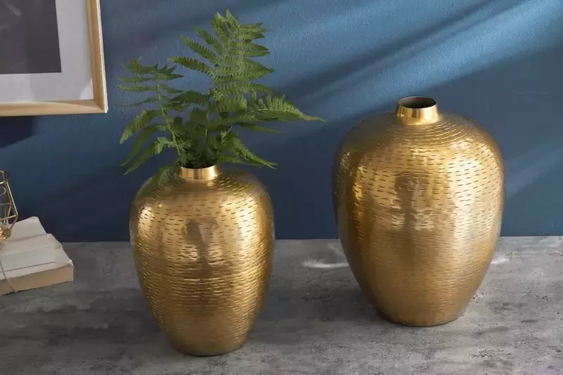 Invicta Interior Elegantes Vasen 2er Set ORIENTAL 32cm goud im Rice Hammerschlag Design 41532 - Foto 2