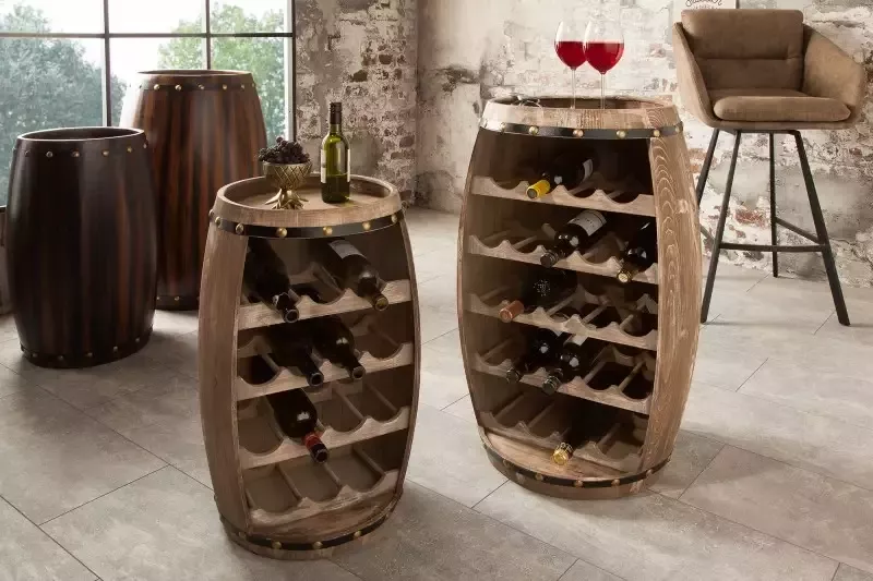 Invicta Interior Authentiek wijnrek BODEGA 60cm naturel grenen wijnvat Shabby Chic 38964 - Foto 2