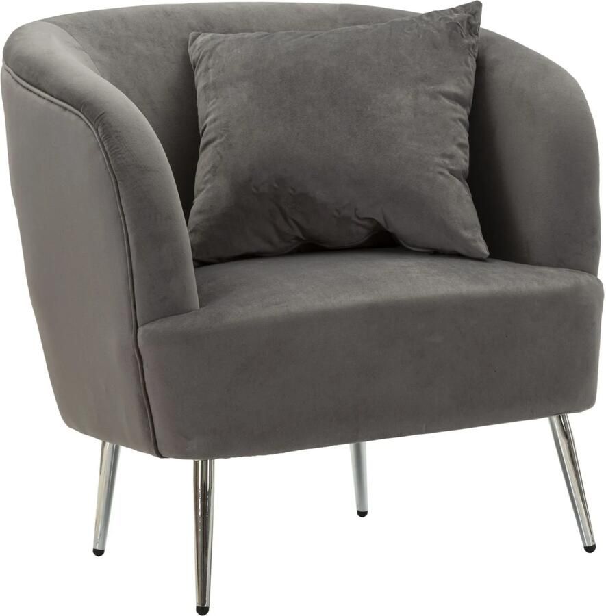 Mauro Ferretti FAUTEUIL ZILVERKLEURIG MET KUSSEN CM 73X66X78