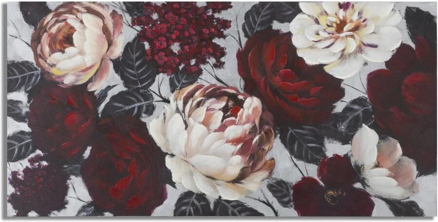 Mauro Ferretti HANDGEMAAKTE MUURSCHILDERING WIT RODE BLOEM LIGHTBACK 150X3 8X76