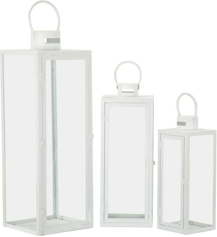 Mauro Ferretti LANTAARN WIT SET 3 STUKS CM 22X22X66-18X18X49 5-14X14X39