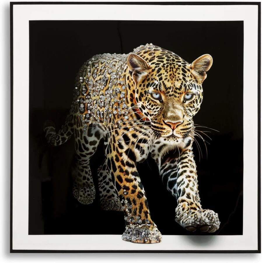 Mauro Ferretti SCHILDERIJ OP DOEK GELAKTE JAGUAR MET FRAME -A- CM 82X4X82