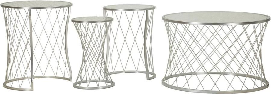 Mauro Ferretti TAFEL NOAH ZILVER SET 4 STUKS CM Ø 70X45-47X54 5-36x50-28x45