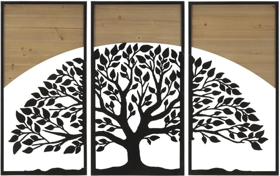 Mauro Ferretti WANDPANEEL BOOGIJZER EN HOUT SET 3 STUKS CM 105X2X70 (35X2X70)