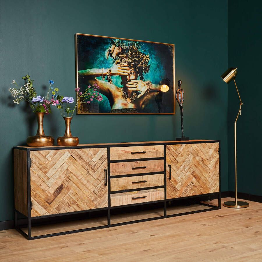 Starfurn Dressoir Arlington Mangohout Staal 210 cm