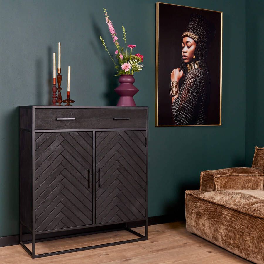 Starfurn Kabinet kast New York | Mangohout en staal | 100 cm|STF-8511