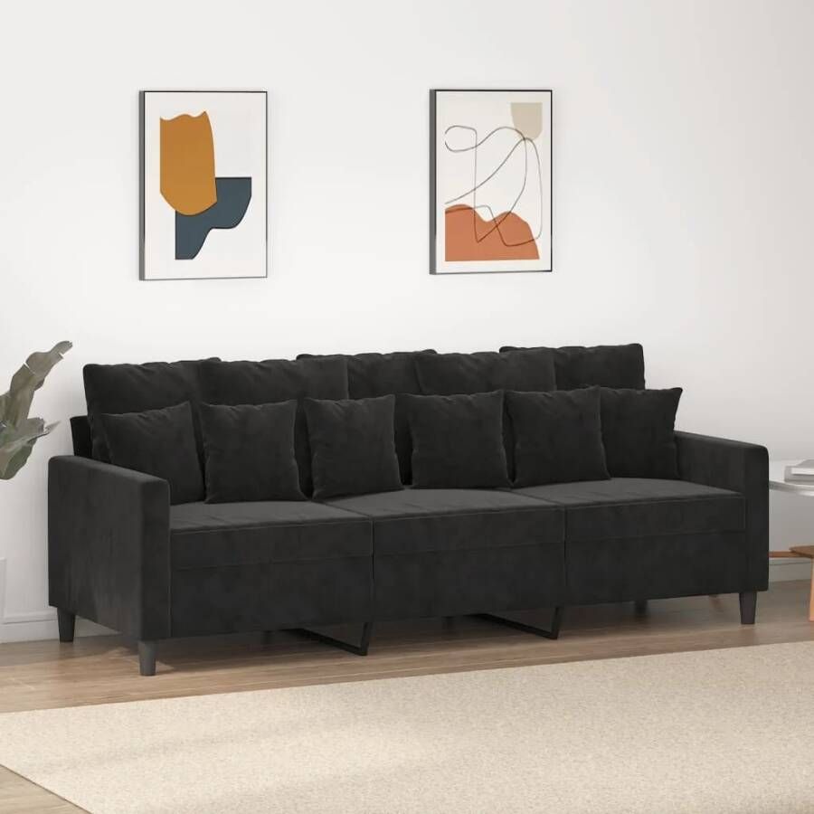 Vida XL vidaXL Driezitsbank 180 cm fluweel zwart-VXL-359318 - Foto 2