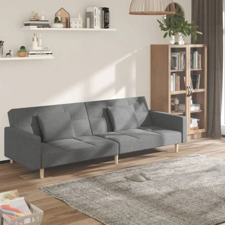 Vida XL Slaapbank 2-zits met 2 kussens stof lichtgrijs SKU: 375799 - Foto 2