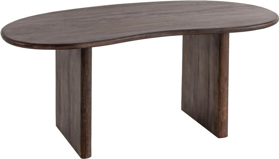Ervesto Bureau 180x90x75 cm acacia massief hout computerbureau retro thuiskantoor bureau massief niervorm in donkerbruin houten tafel laptoptafel studie