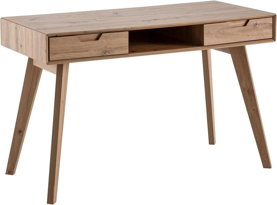 Ervesto bureau 120x55x77 cm eiken decor met opbergruimte Scandinavisch design kantoortafel met laden thuiskantoor laptoptafel computertafel studeerkamer met massief houten poten