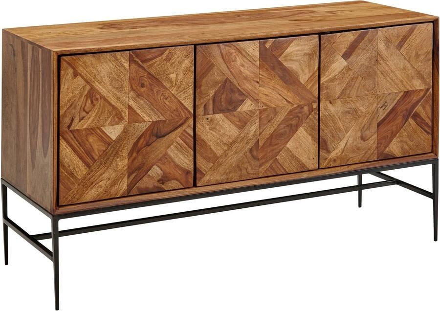 Ervesto dressoir 123x70x45 cm massief sheeshamhout metalen dressoir met deuren Industriële ladekast hout modern Staande kast woonkamer