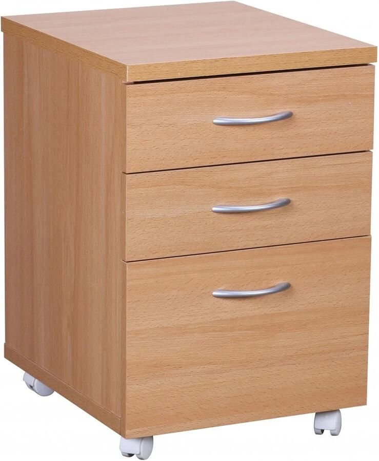 Gate39 container OTTAWA 40 x 60 x 45 cm onderkast met wielen beuken trolley met lades oprolkast kantoor Cosmetica trolley Make Up trolley Container onder bureau