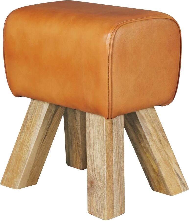 Sky Style Ontwerp Draai Bock Stool Brown 40 x 30 x 47 cm Draai kruk leer kruk Extra kruk leren poef - Foto 2