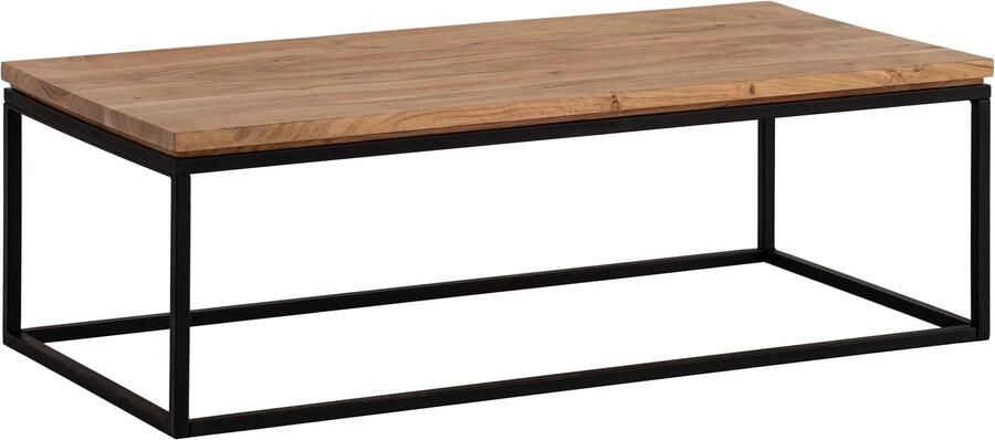 Ervesto salontafel 120x60x40 cm acacia massief hout metalen salontafel rechthoekig design woonkamertafel met natuurlijke houtnerf salontafel woonkamer modern