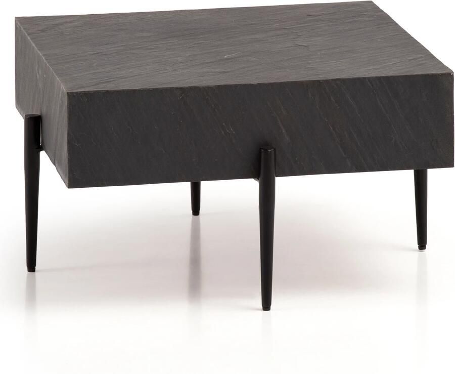 Sky Style salontafel 64x64x35 cm steenlook metaal salontafel antraciet vierkant Design woonkamertafel salontafel solide moderne woonkamertafel