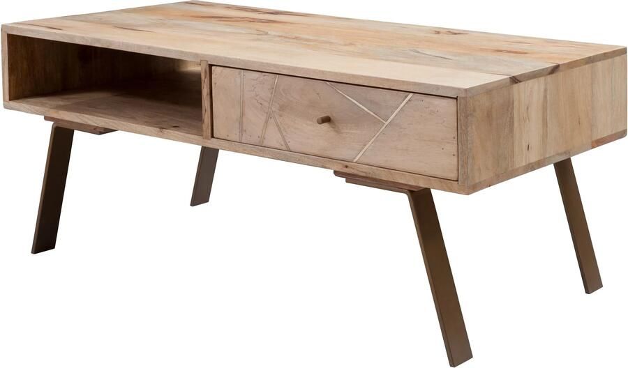 Sky Style salontafel SIKAR 95x42x50cm Mango massief hout metalen salontafel Design salontafel met lade Kamertafel landhuis bruin Design houten salontafel massief Tafel woonkamer