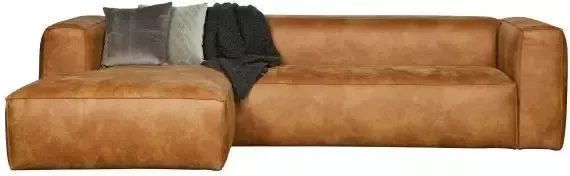 WOOOD Bean Hoekbank Links Recycle leer Cognac 73x305x96