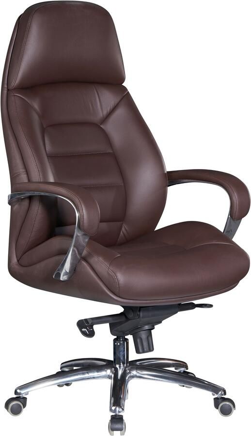 Amstyle Bureaustoel echt leer bruin ergonomisch