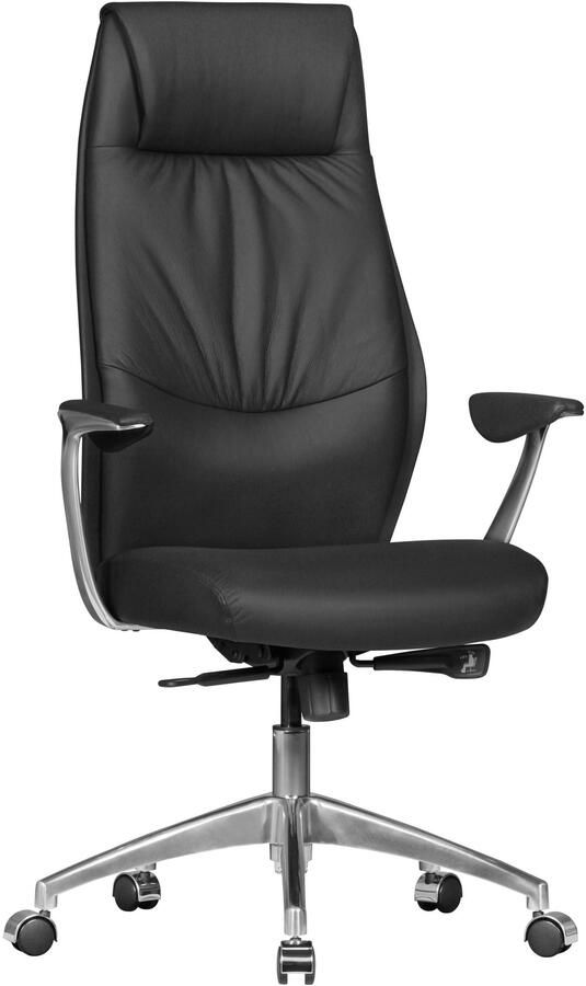 Amstyle Bureaustoel echt leer zwart 58 cm breed