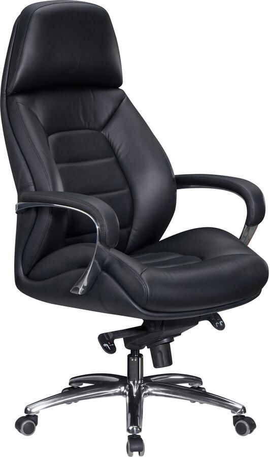 Amstyle Bureaustoel echt leer zwart 67 cm
