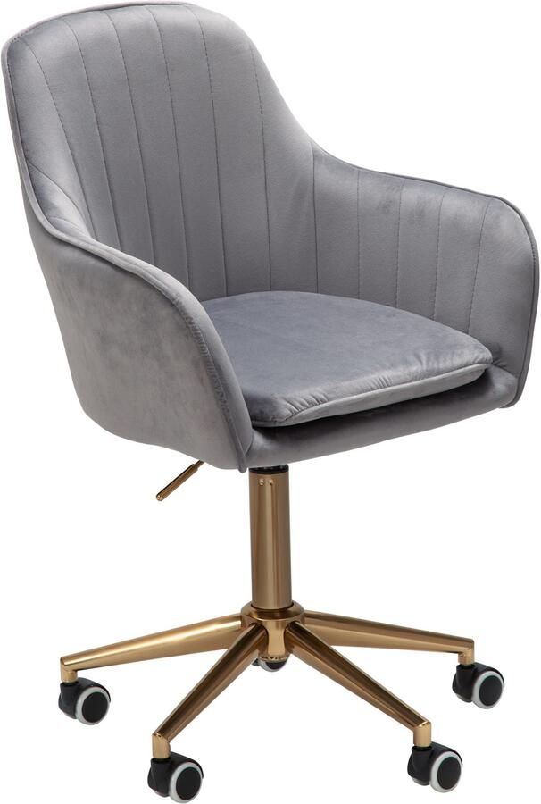 Amstyle Bureaustoel fluweel grijs 52 cm breed