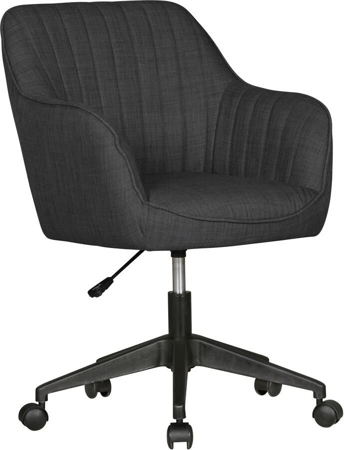 Ervesto bureaustoel MARA antraciet stoffen design draaifauteuil met rug 120 kg Retro bureaustoel draaifauteuil met zwenkwielen Designer schelpstoel comfortabel PC stoel bureaustoel kantoor bureaustoelen - Foto 2