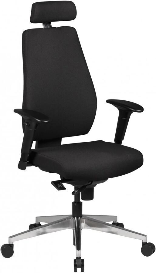 Amstyle Stoel SPM1.279 Bureaustoel Stof Zwart Executive Chair Modern | Bureaustoel met synchroonmechanisme | Werkstoel met hoofdsteun 120kg | Bureaufauteuil in hoogte verstelbaar wipfunctie