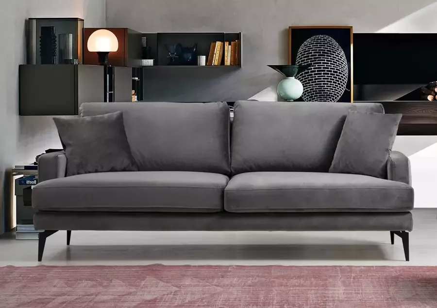 Emob Comfortabele en stijlvolle 3-zitsbank met beukenhouten frame Grijze kleur - Foto 1