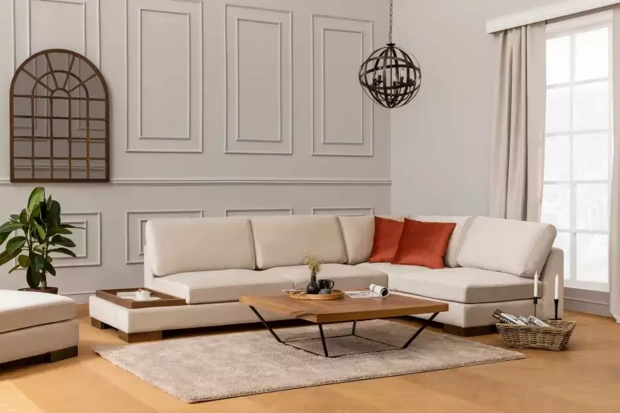 Atelier Del Sofa Hoekbank Tulip Corner rechts zonder poef Beige SKU: 560ARE1159
