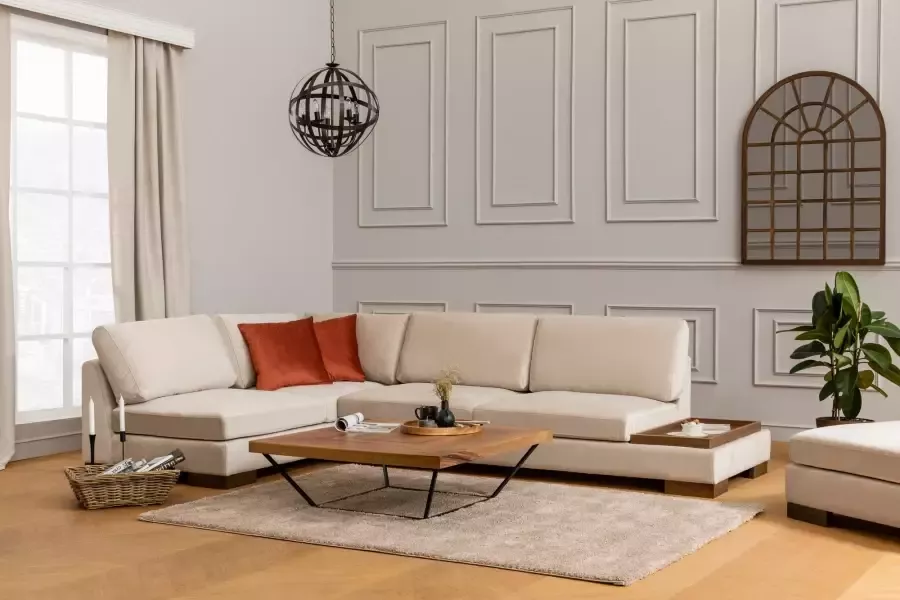 Atelier Del Sofa Hoekbank Tulip Hoek links zonder poef Beige SKU: 560ARE1161