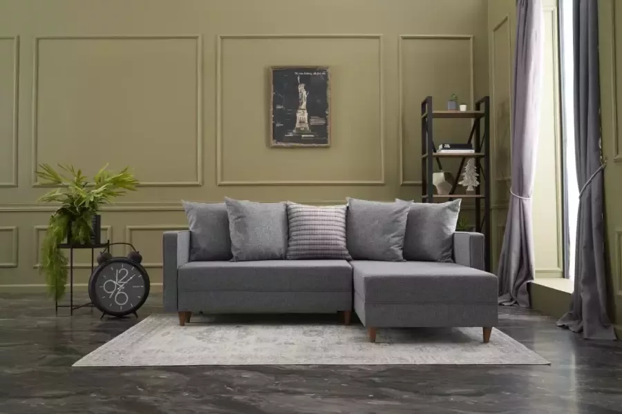Atelier Del Sofa Slaapbank Hoekbank Aydam rechts Light grijs SKU: 825BLC1714