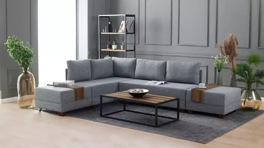 Atelier Del Sofa Slaapbank Hoekbank Fly Bed links grijs SKU: 825BLC1006