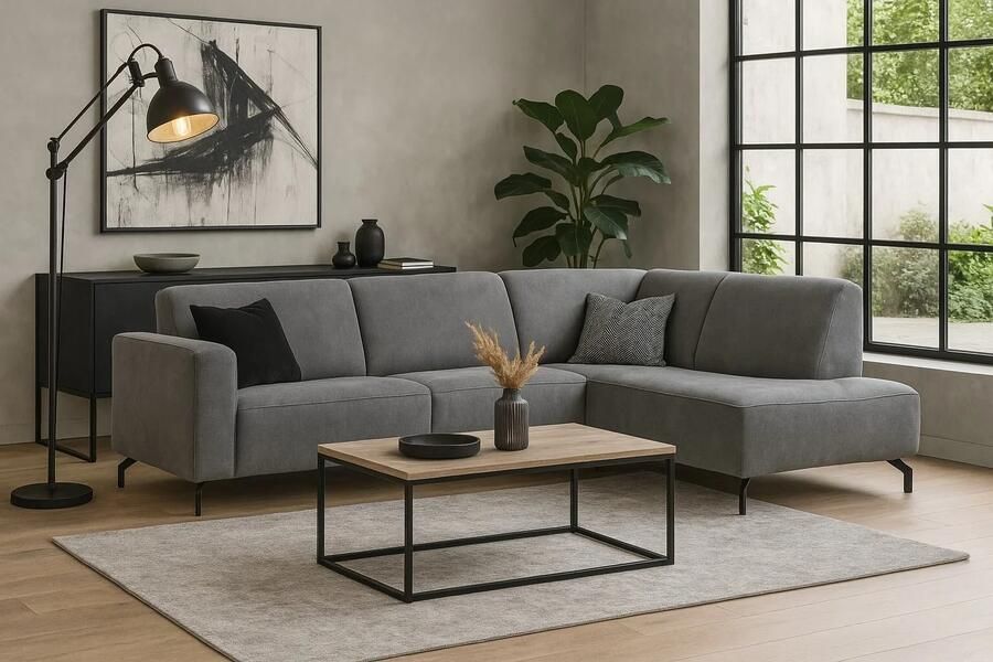 DGB Agenturen Hoekbank Aviano licht grijs 2 5 zits- Bloq167