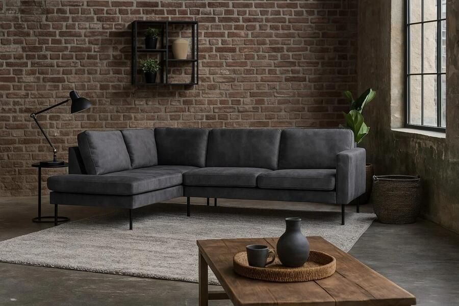 DGB Agenturen Hoekbank Gardolo 2.5 zits velvet antraciet- Adore68