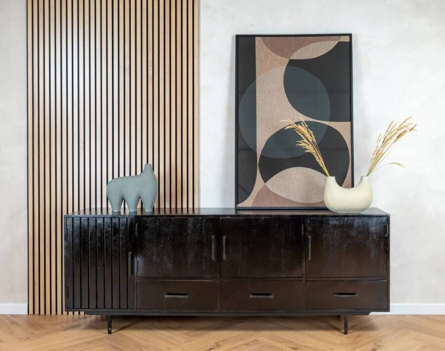 DPX Fika dressoir 4 deurs 3 lades zwart 200cm SKU:SP2002