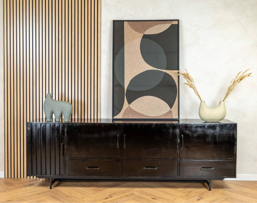 DPX Fika dressoir 4 deurs 3 lades zwart 230cm SKU:SP2003